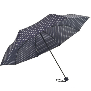 женский трехслойный узор в горошек с ручным открытием синий зонт